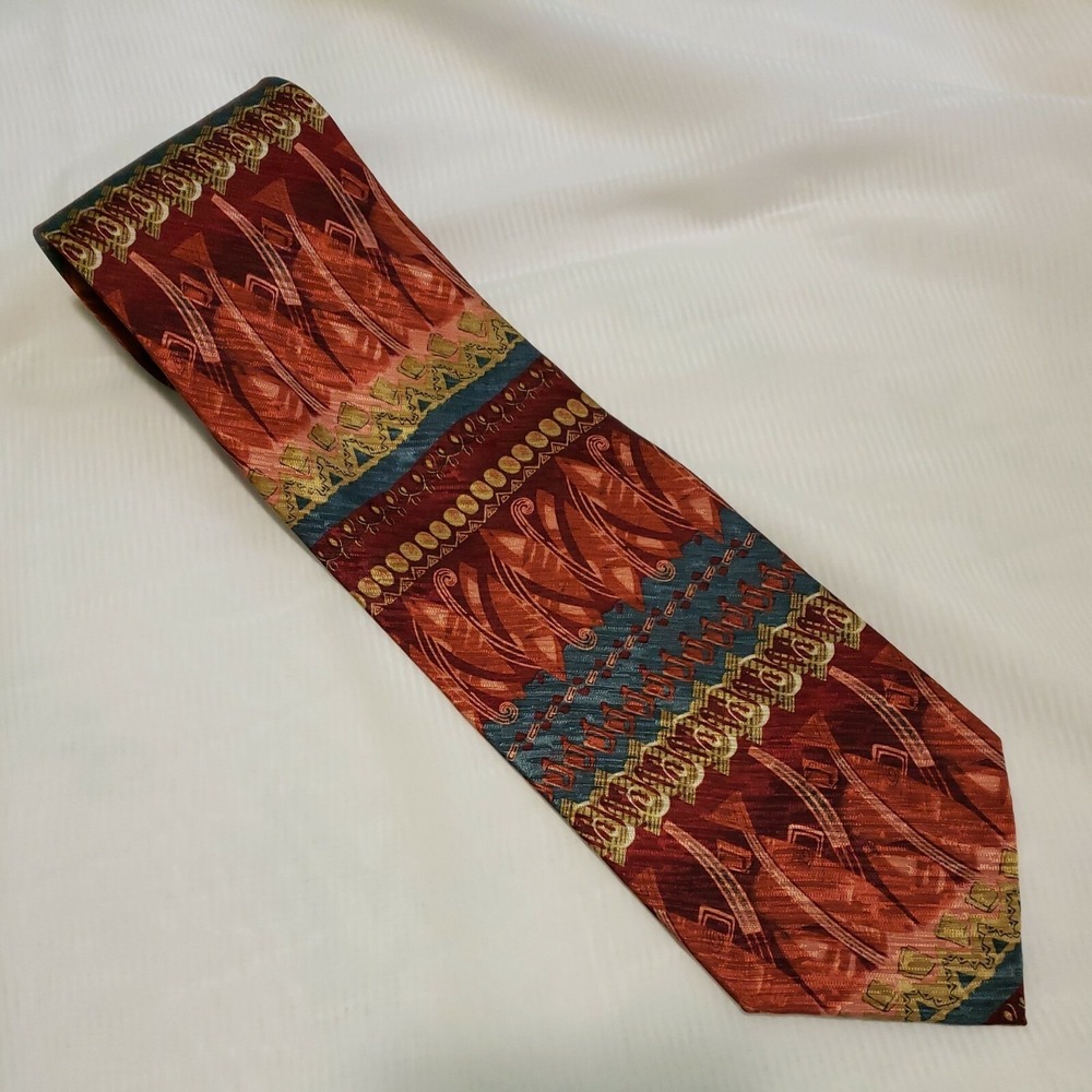 Tesoro Rosso Neck Tie Men's Red Gold Korea Silk Career Wear Office Suit